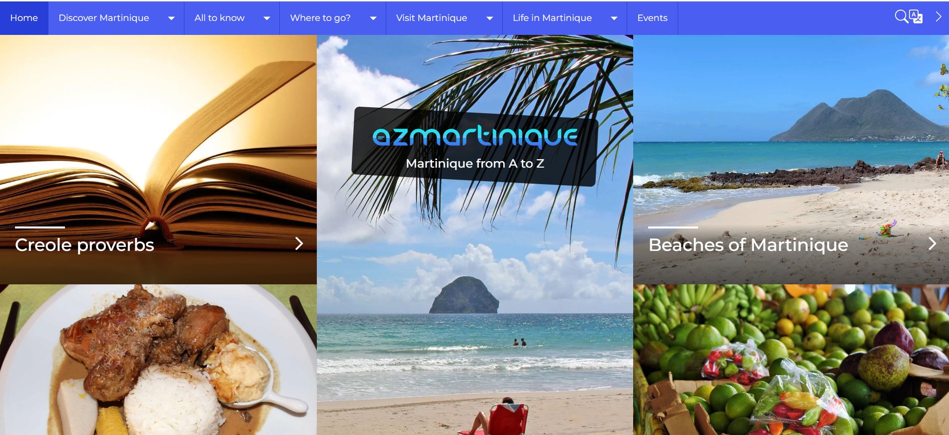 AZ Martinique homepage screenshot